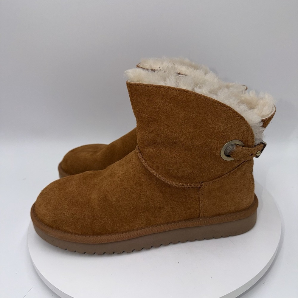 UGG Koolaburra Remley Mini Chestnut Suede Leather  Shearling Lined Boots Women 8